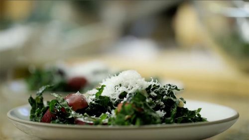 Kale Salad with pinenuts and grape