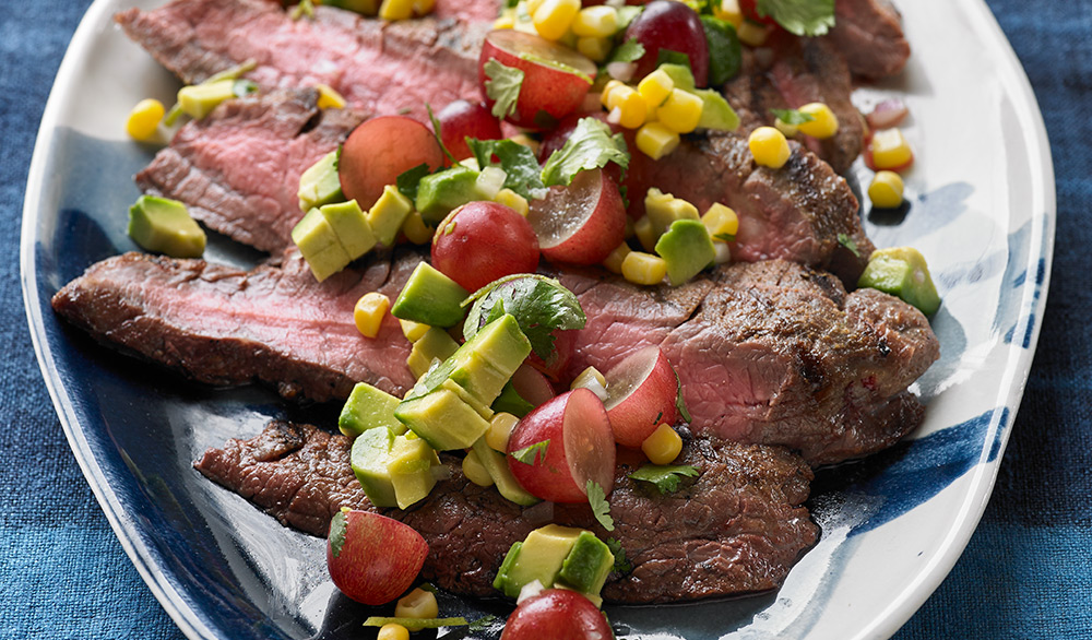 Grilled Flank Steak with Southwest Corn and Grape Salad | Grapes from ...